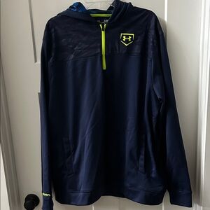 Under Armour Baseball Dark Blue Pullover with Bright Yellow Details